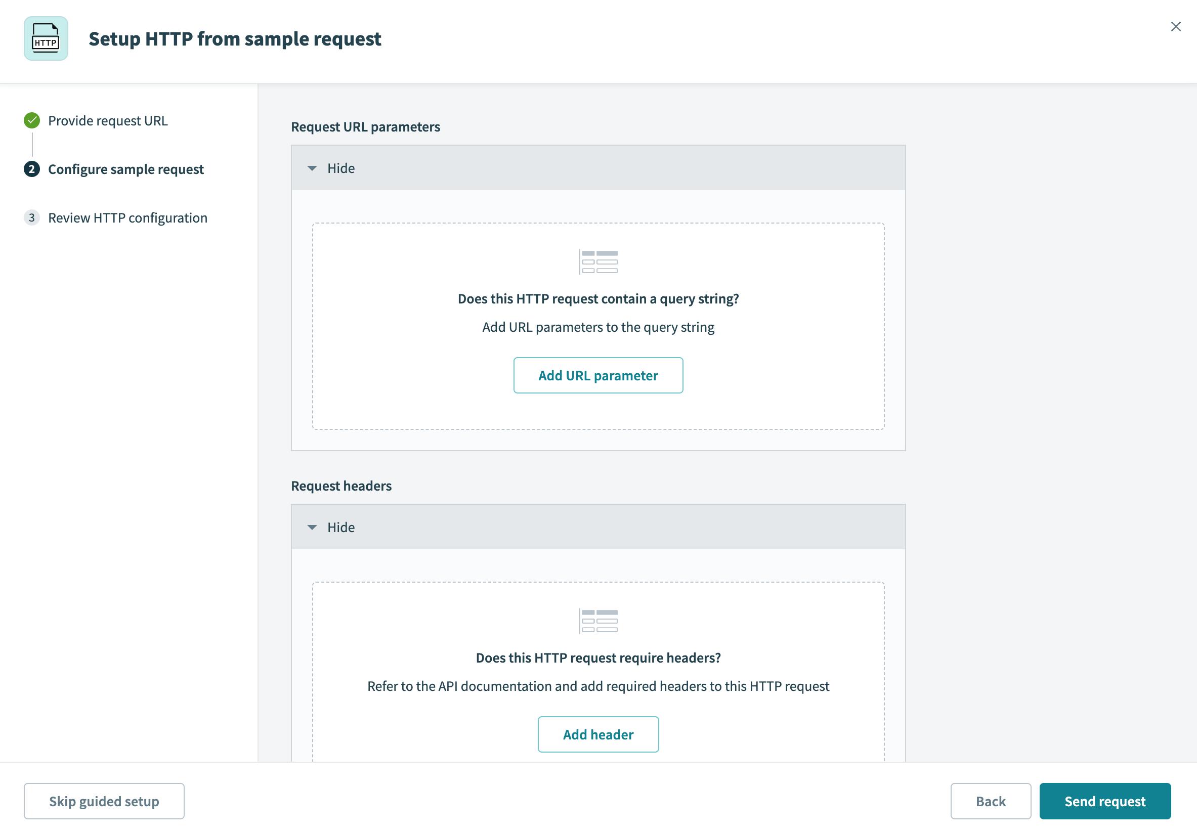 Configure the sample request