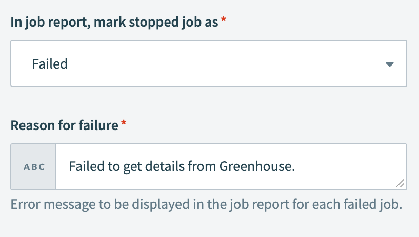 Configure the stop job step