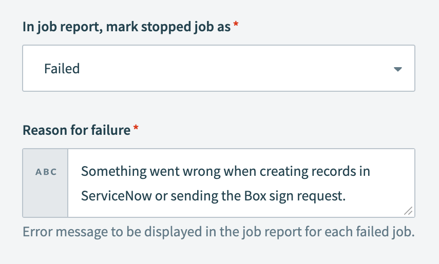 Configure the stop job step