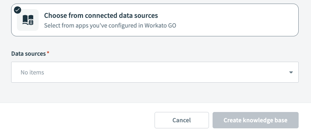 Click Workato GO data sources