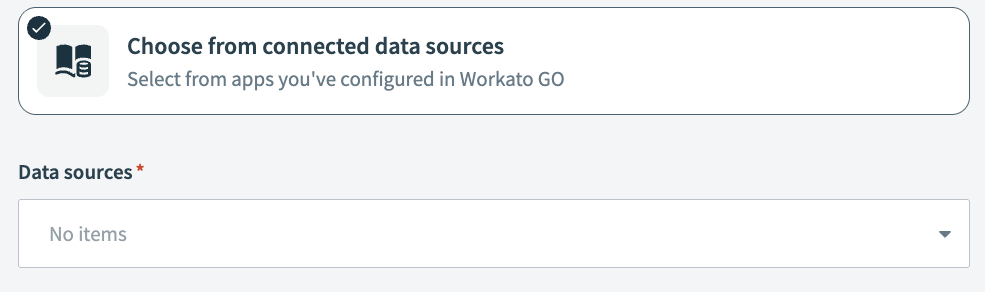 Click Choose from connected data sources