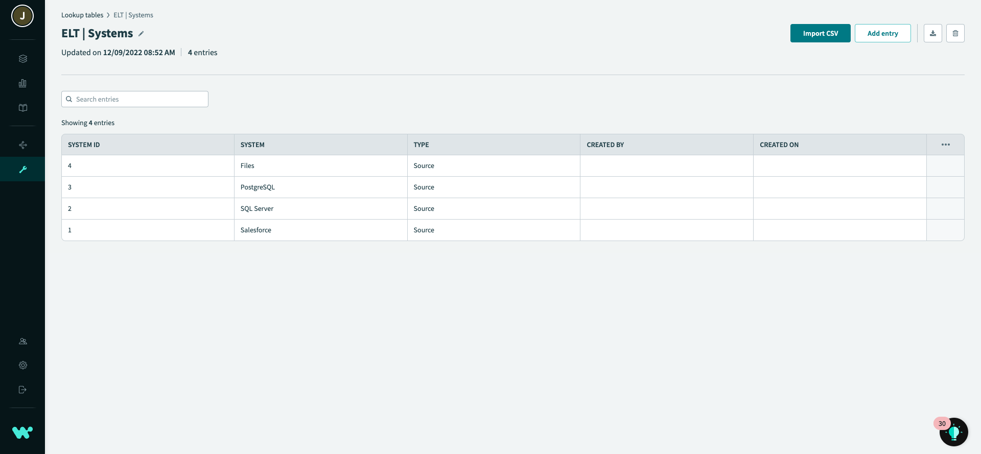 Edit lookup table