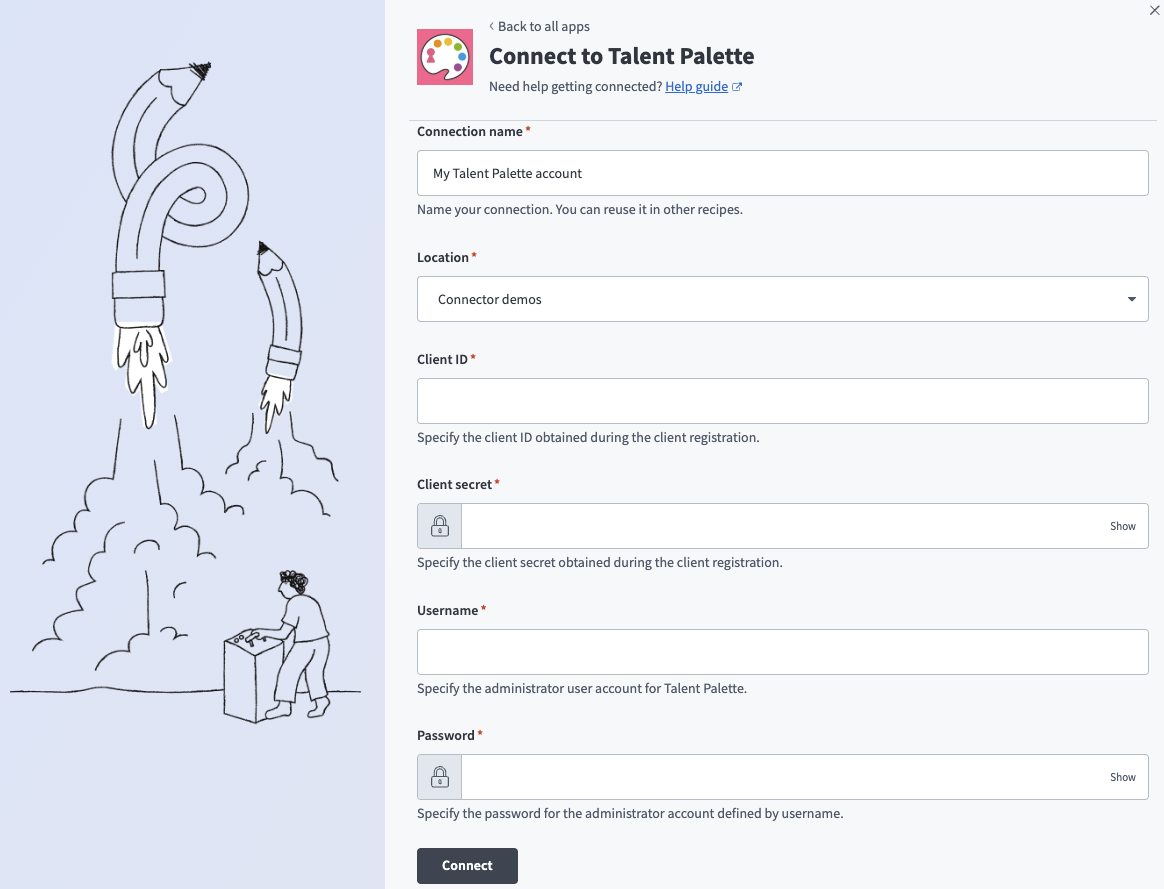 Talent Palette connection