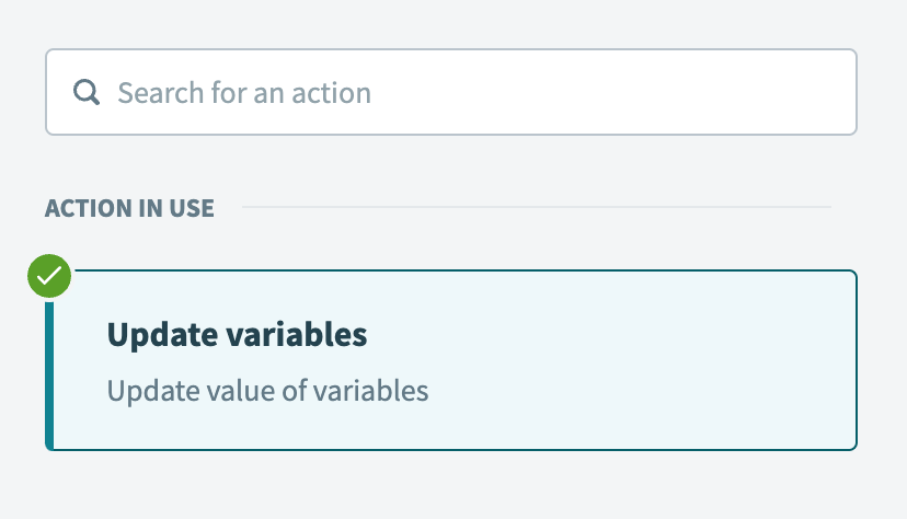 Select the Update variables action