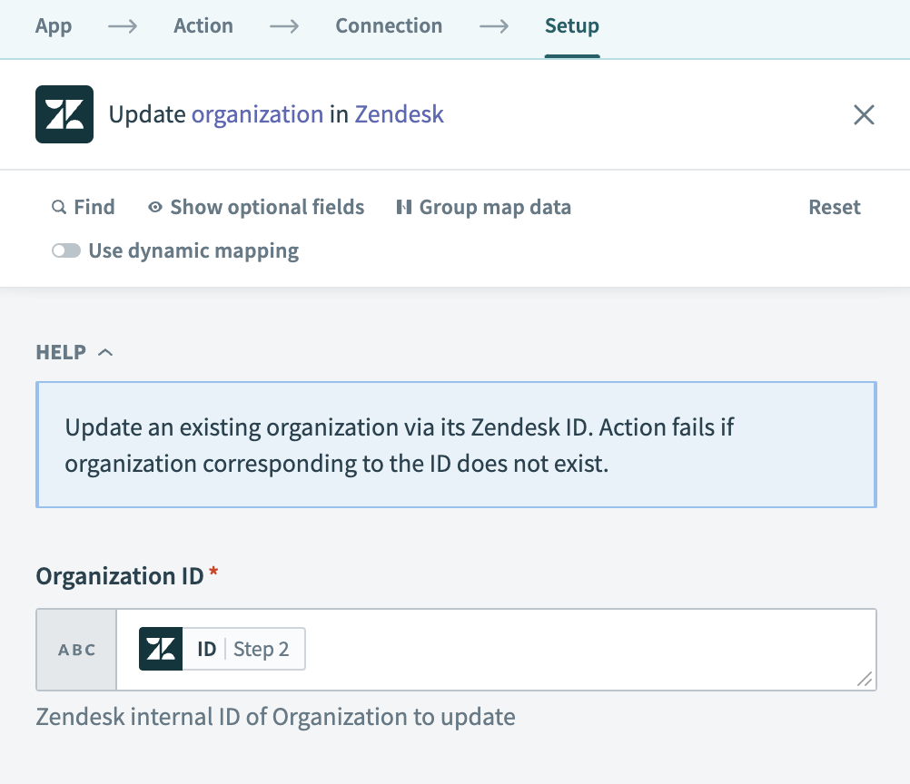 Update your Zendesk organization using ID