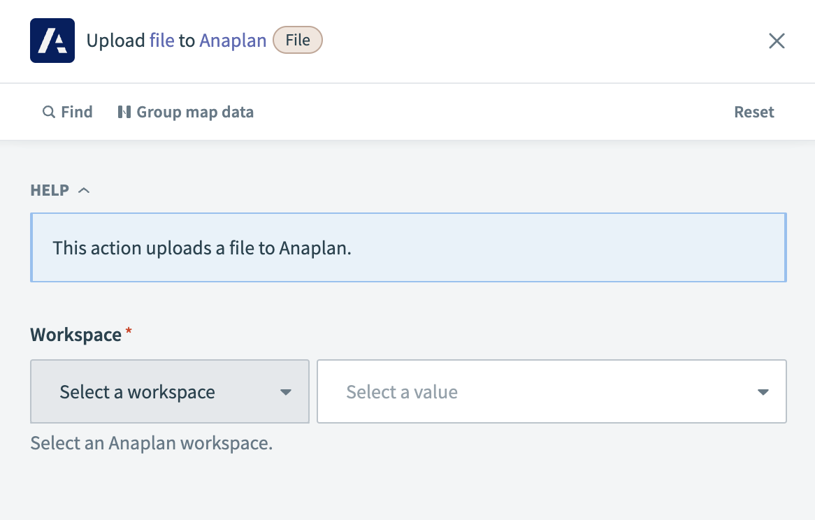 Upload file to Anaplan action