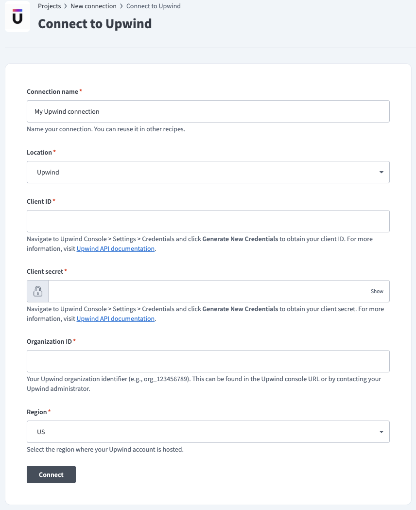Upwind connection setup