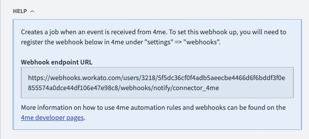 Help section for webhooks