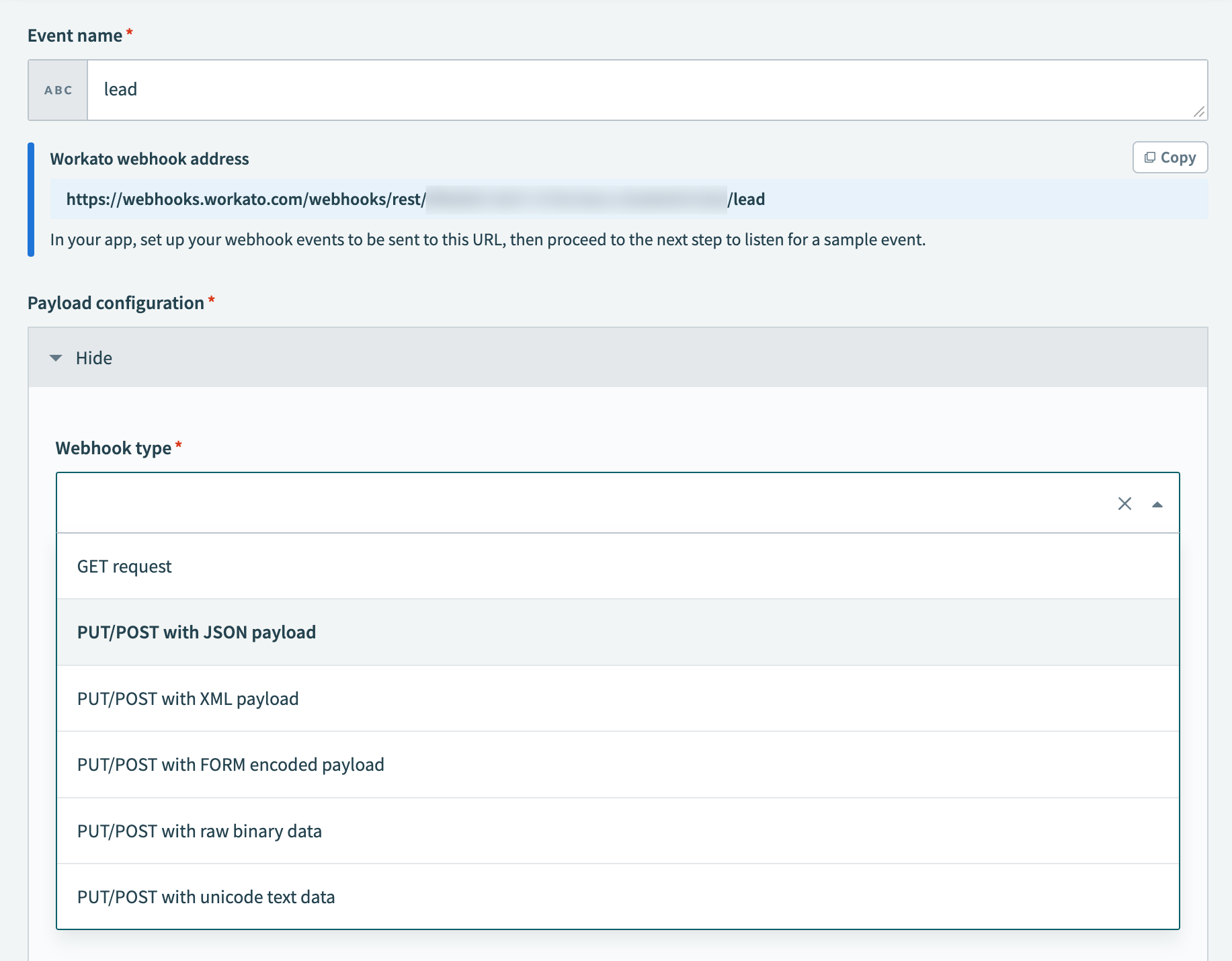 Webhook types must be the same across all identical URLs