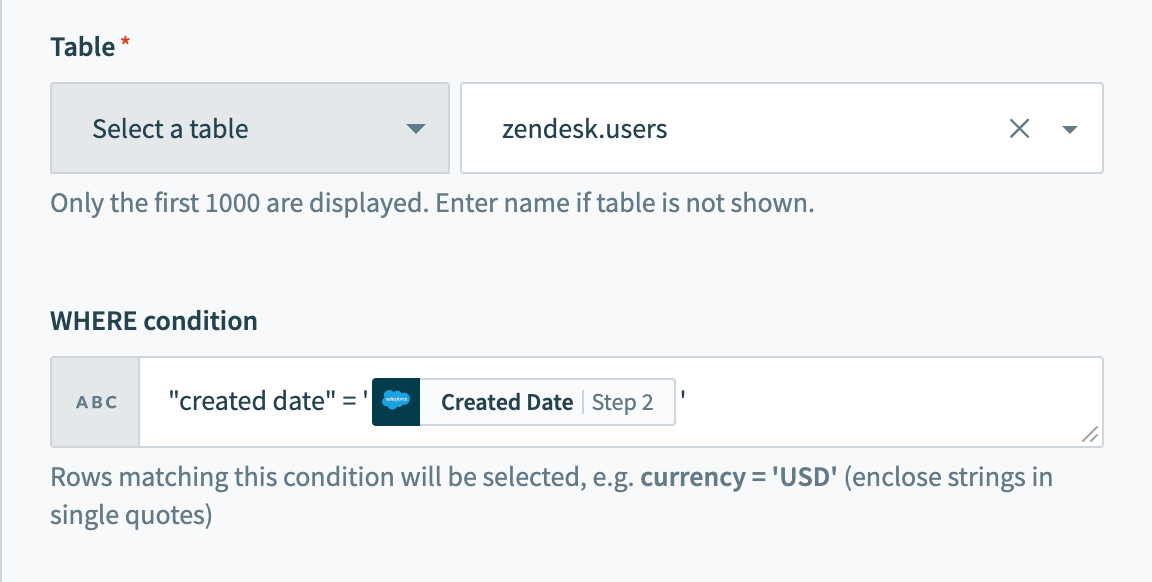 WHERE condition with enclosed identifier