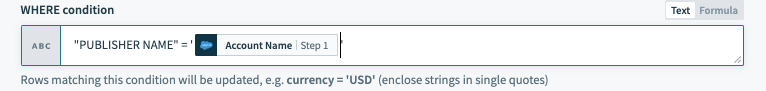 WHERE condition with enclosed identifier