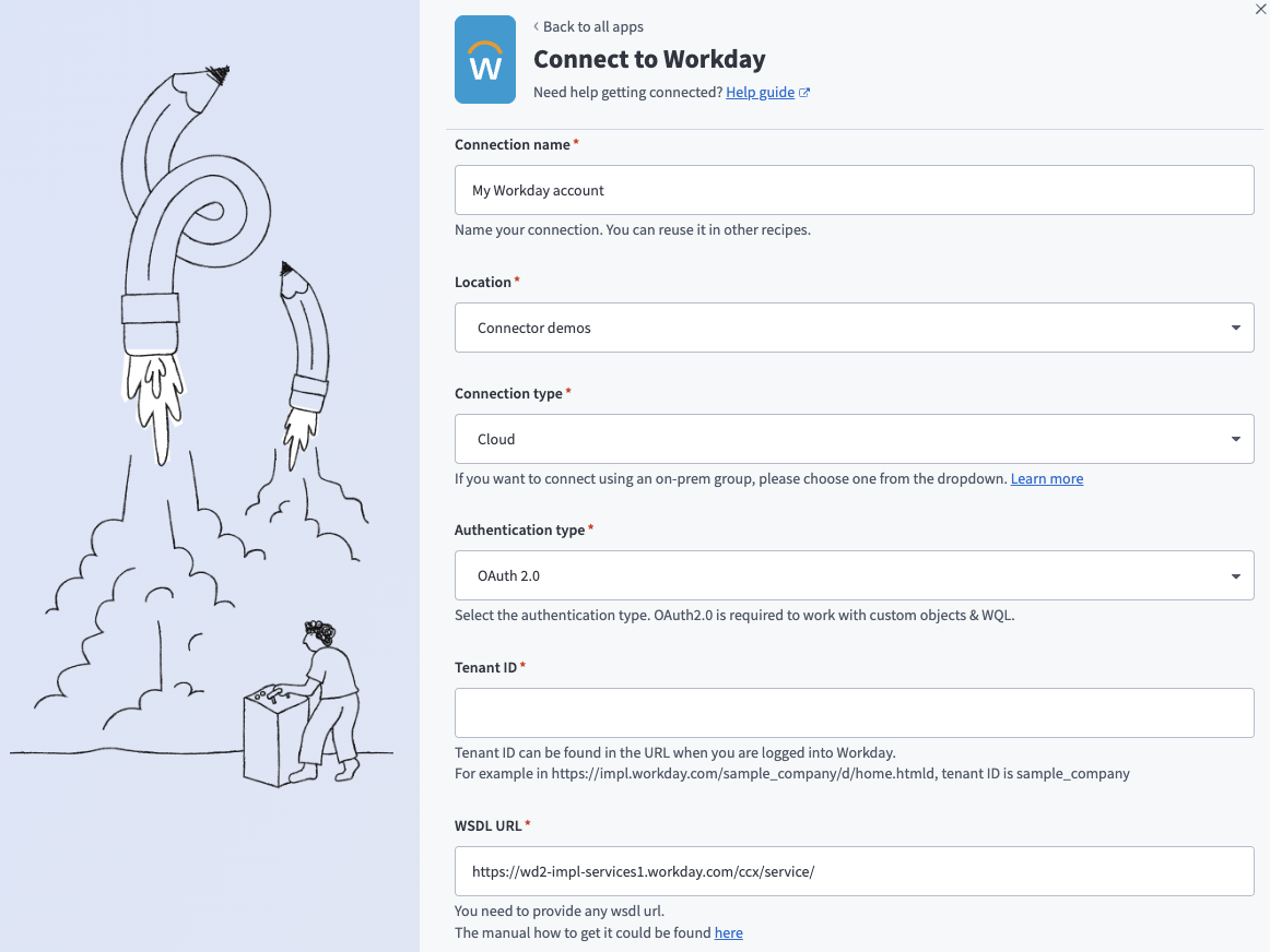Workday コネクターのコネクション項目