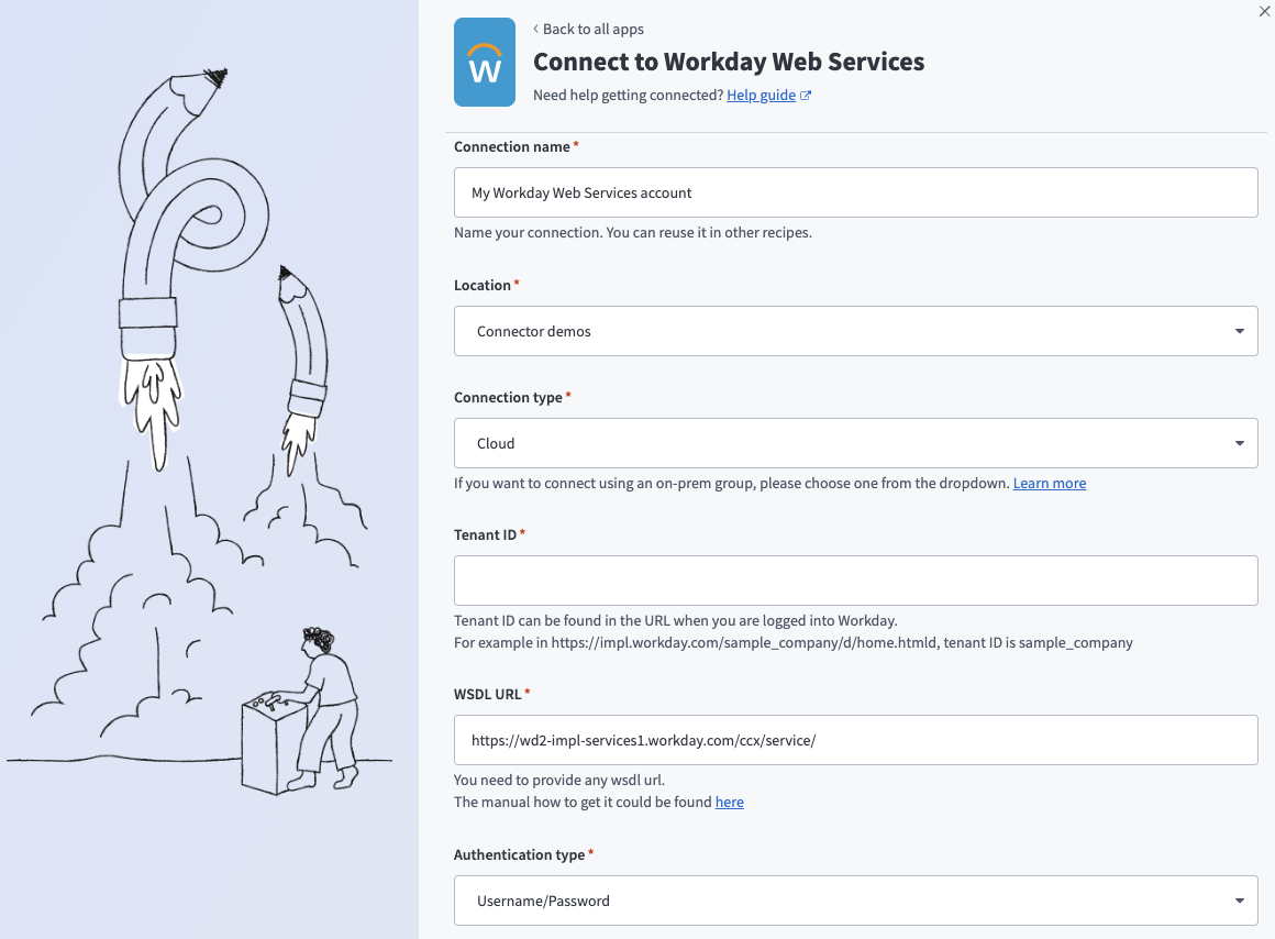 Workday Web Services コネクターのコネクション項目