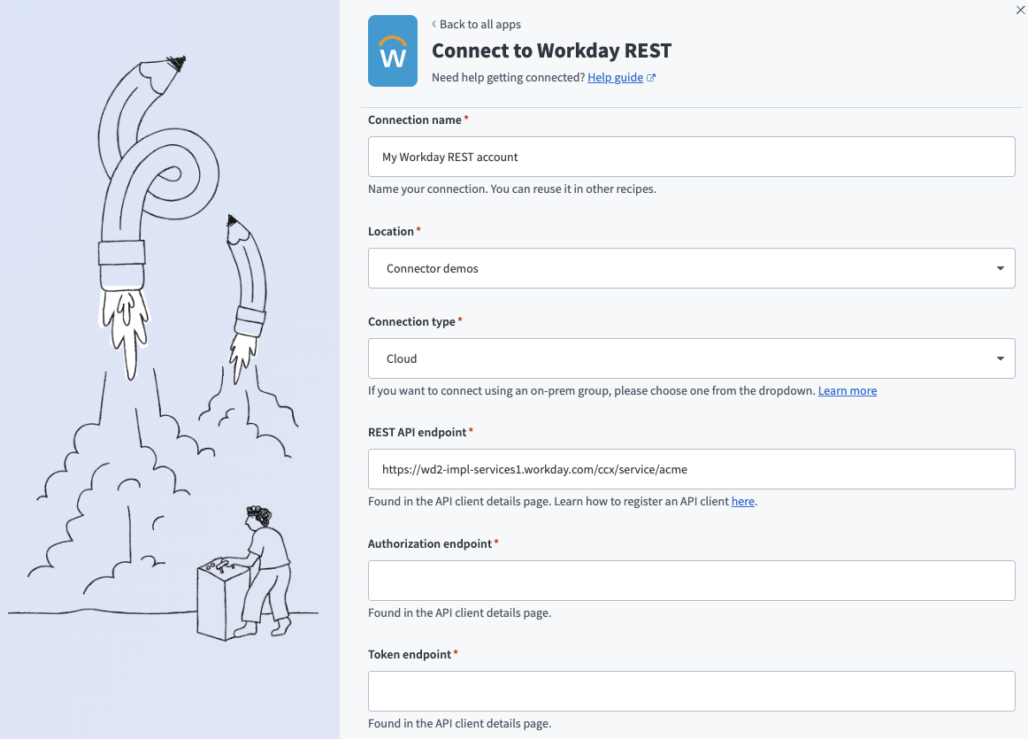 Workday REST コネクターのコネクション項目