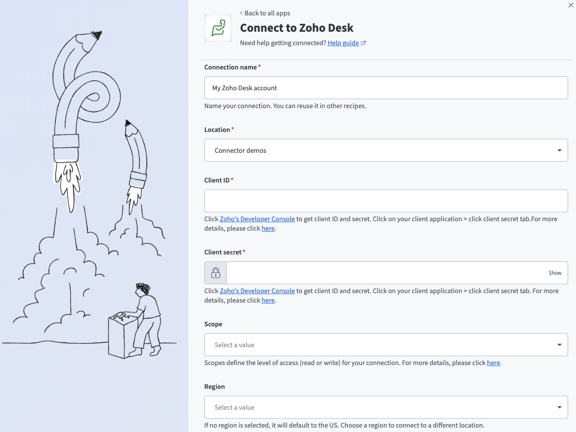 Zoho Desk Connection Setup