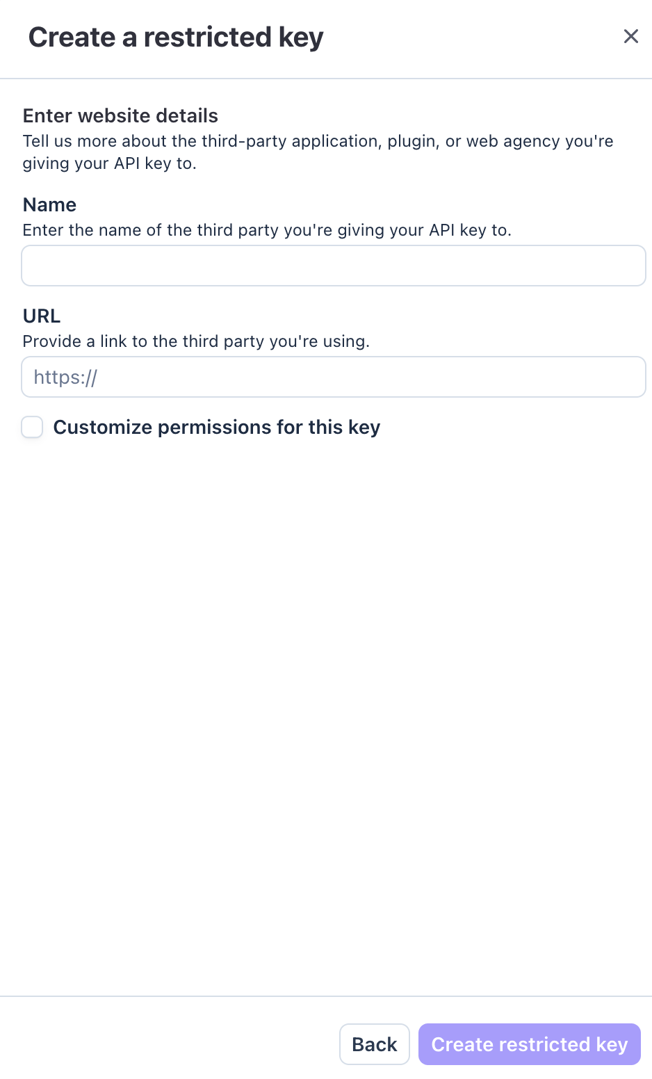 Enter key details