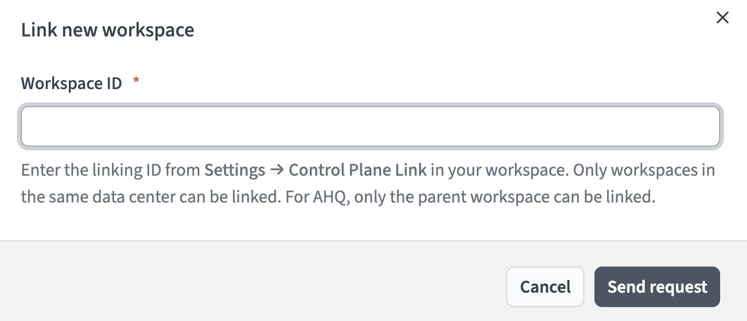 Click + Link new workspace