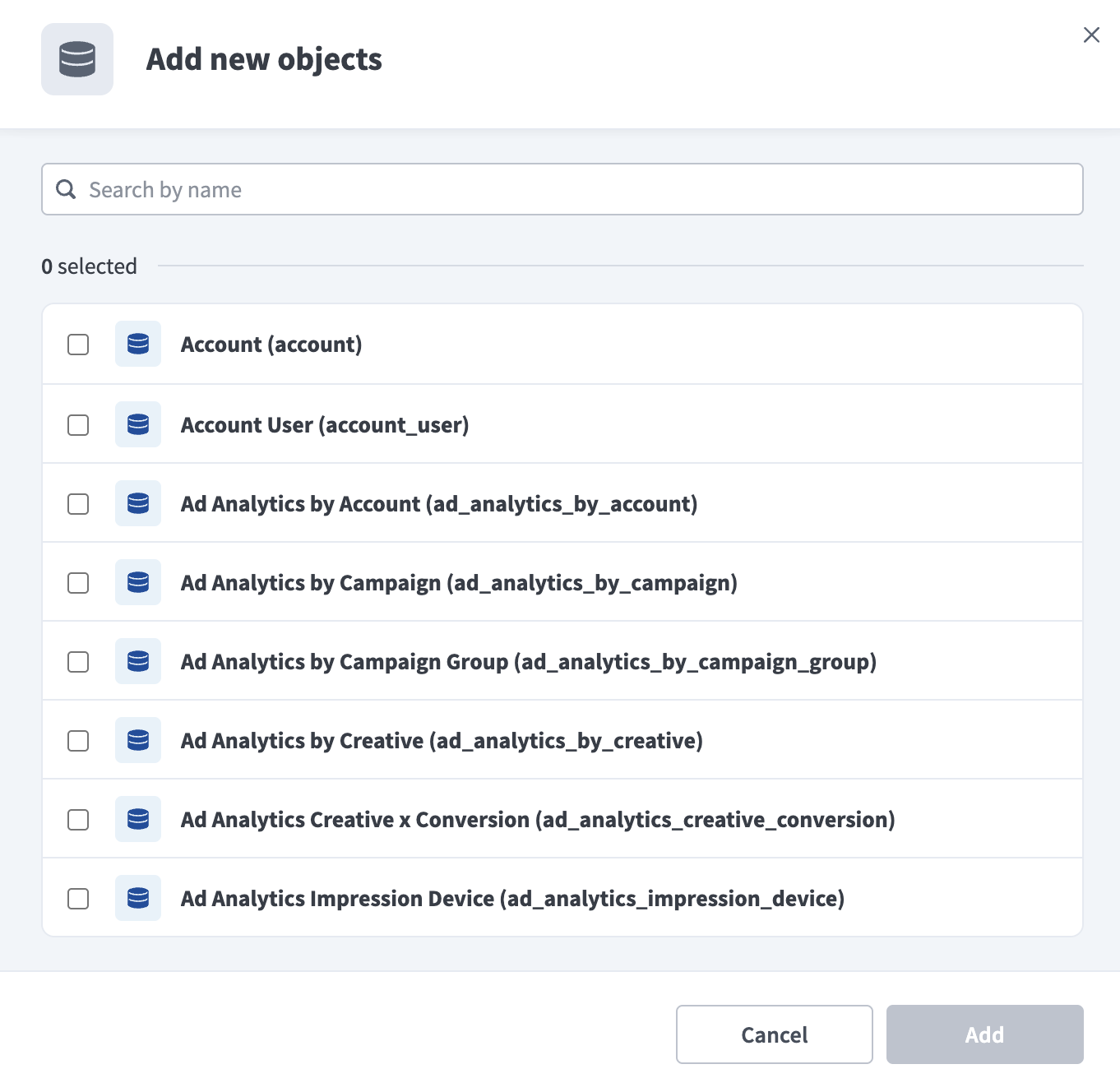 Select LinkedIn objects