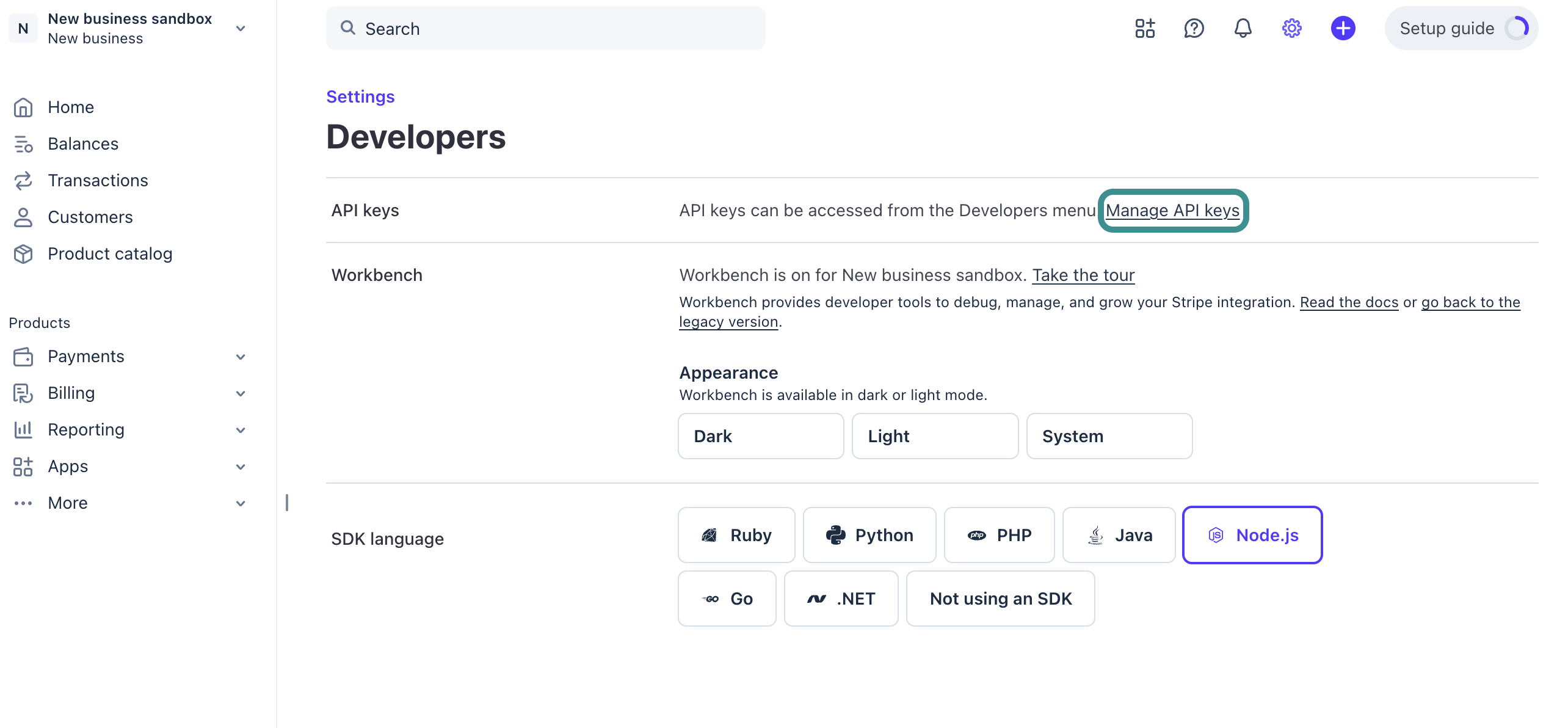 Manage API keys