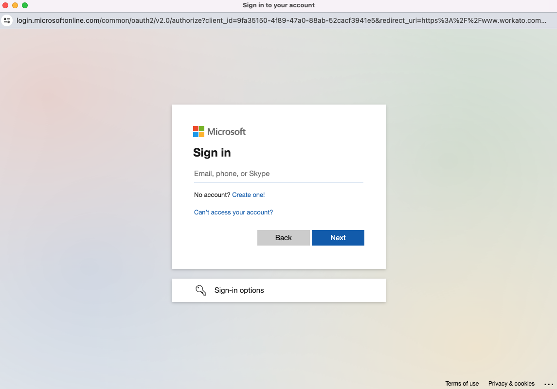Outlook のログインページ