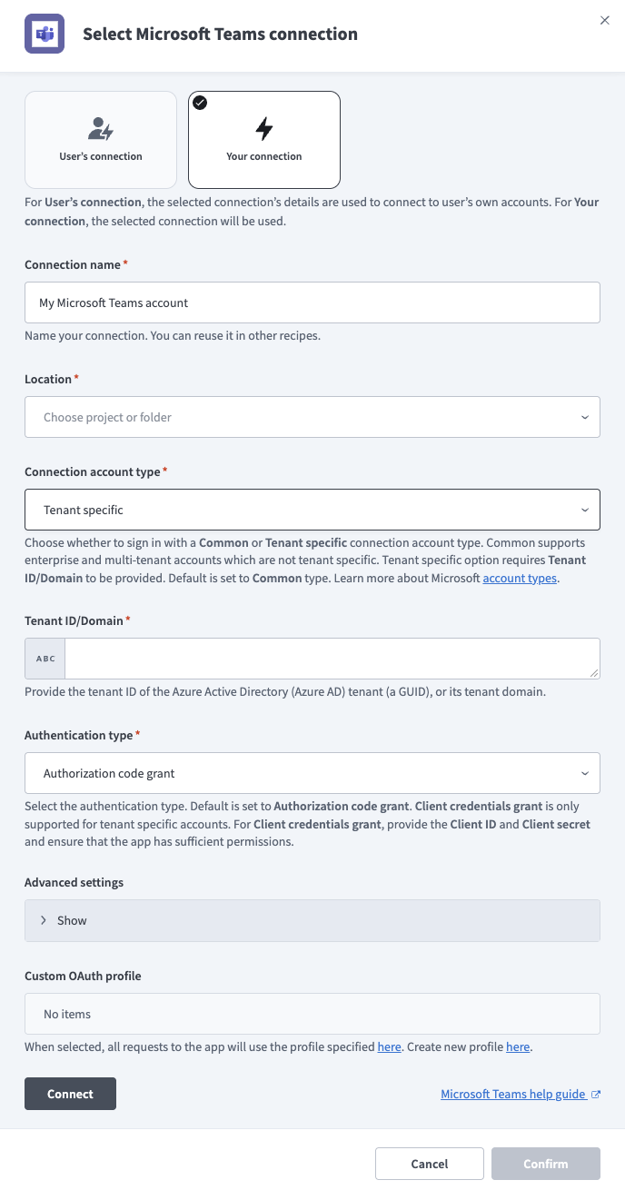 Provide the tenant ID/domain