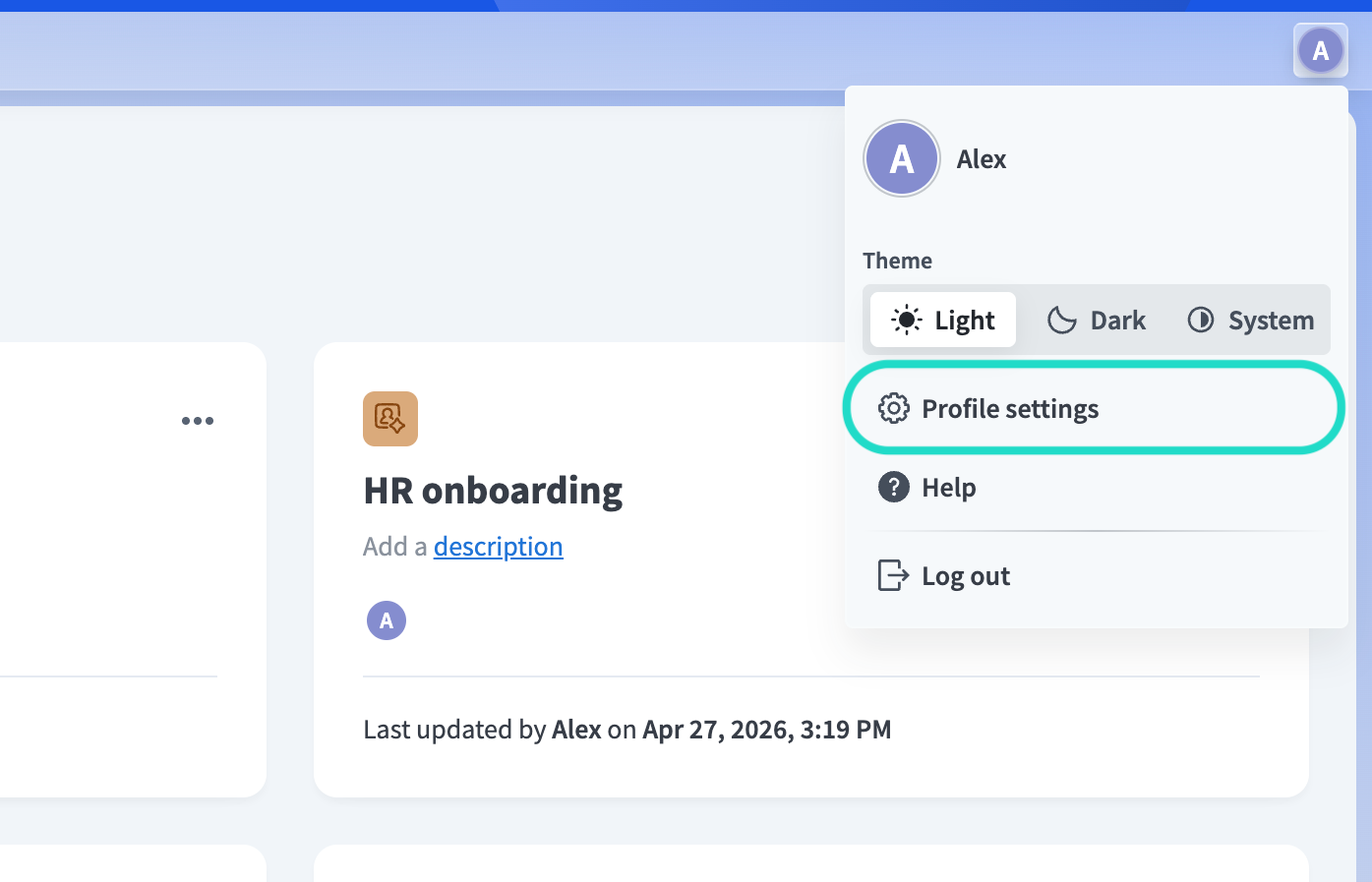 Select profile settings