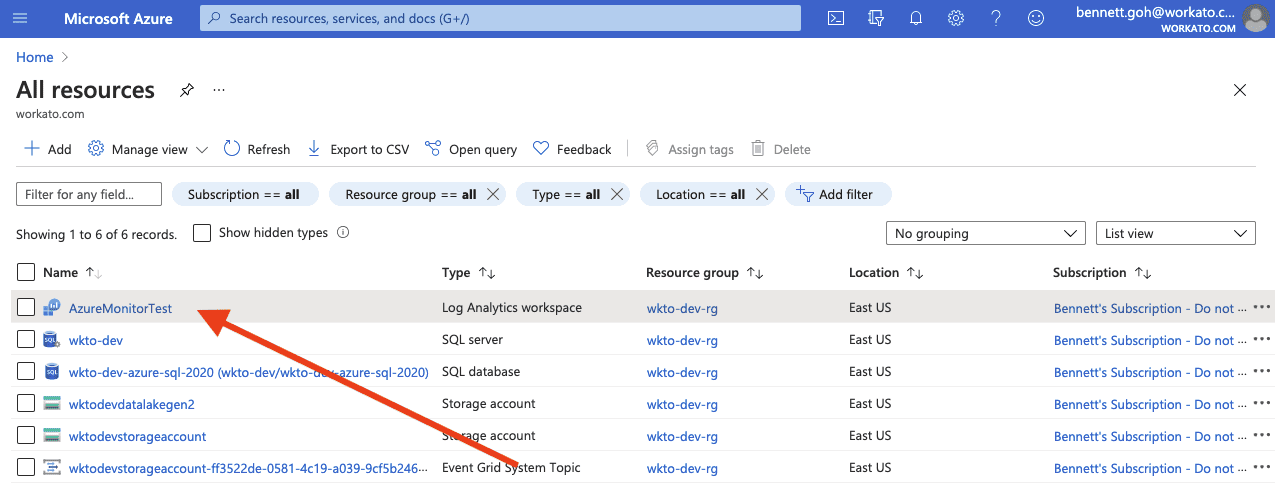 Azure ワークスペースを見つける