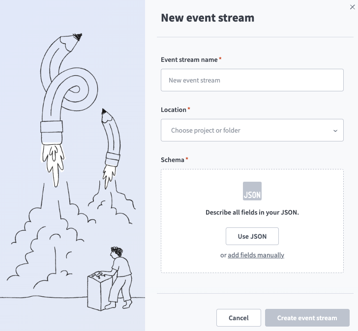 New event stream modal