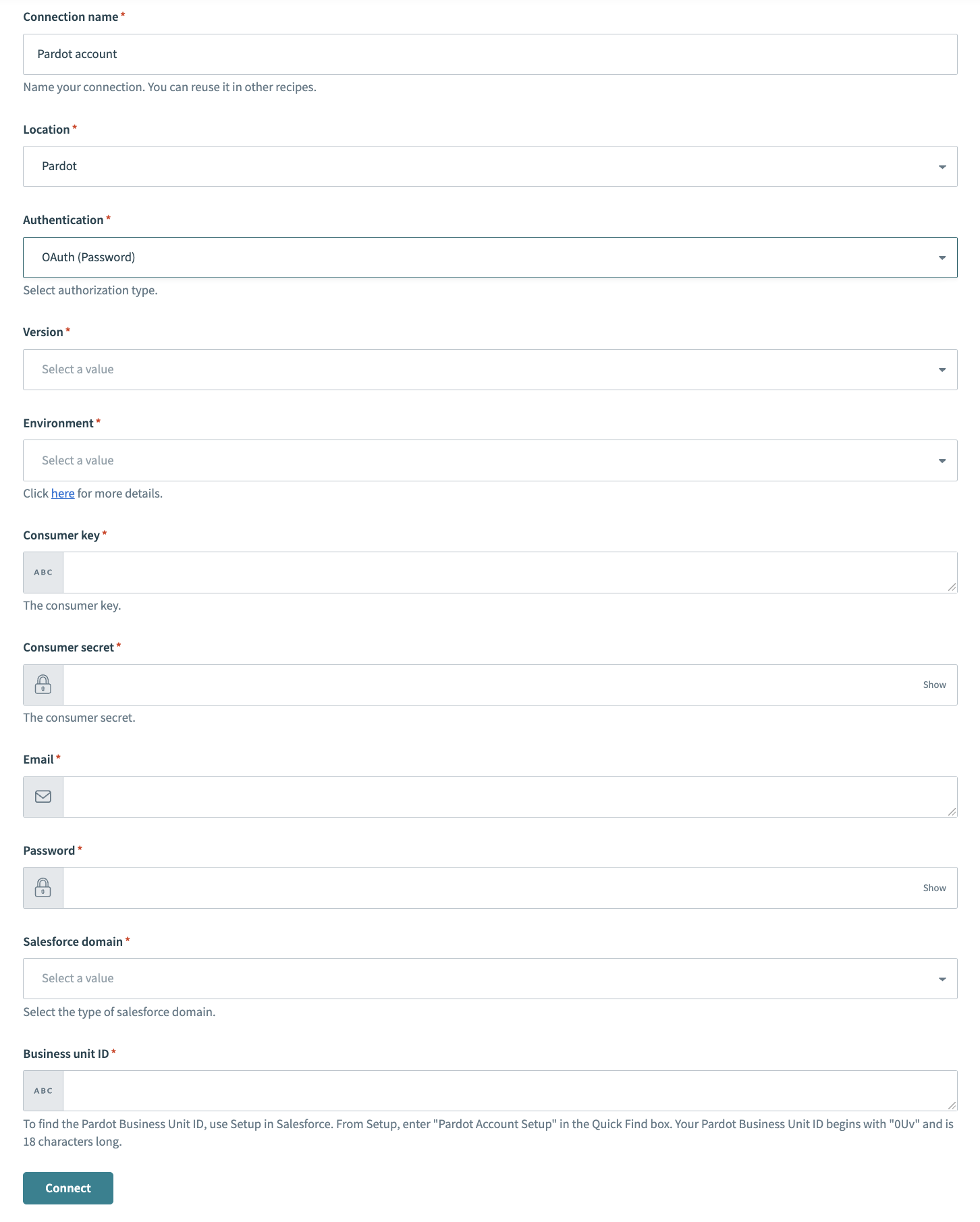 Pardot OAuth Password connection