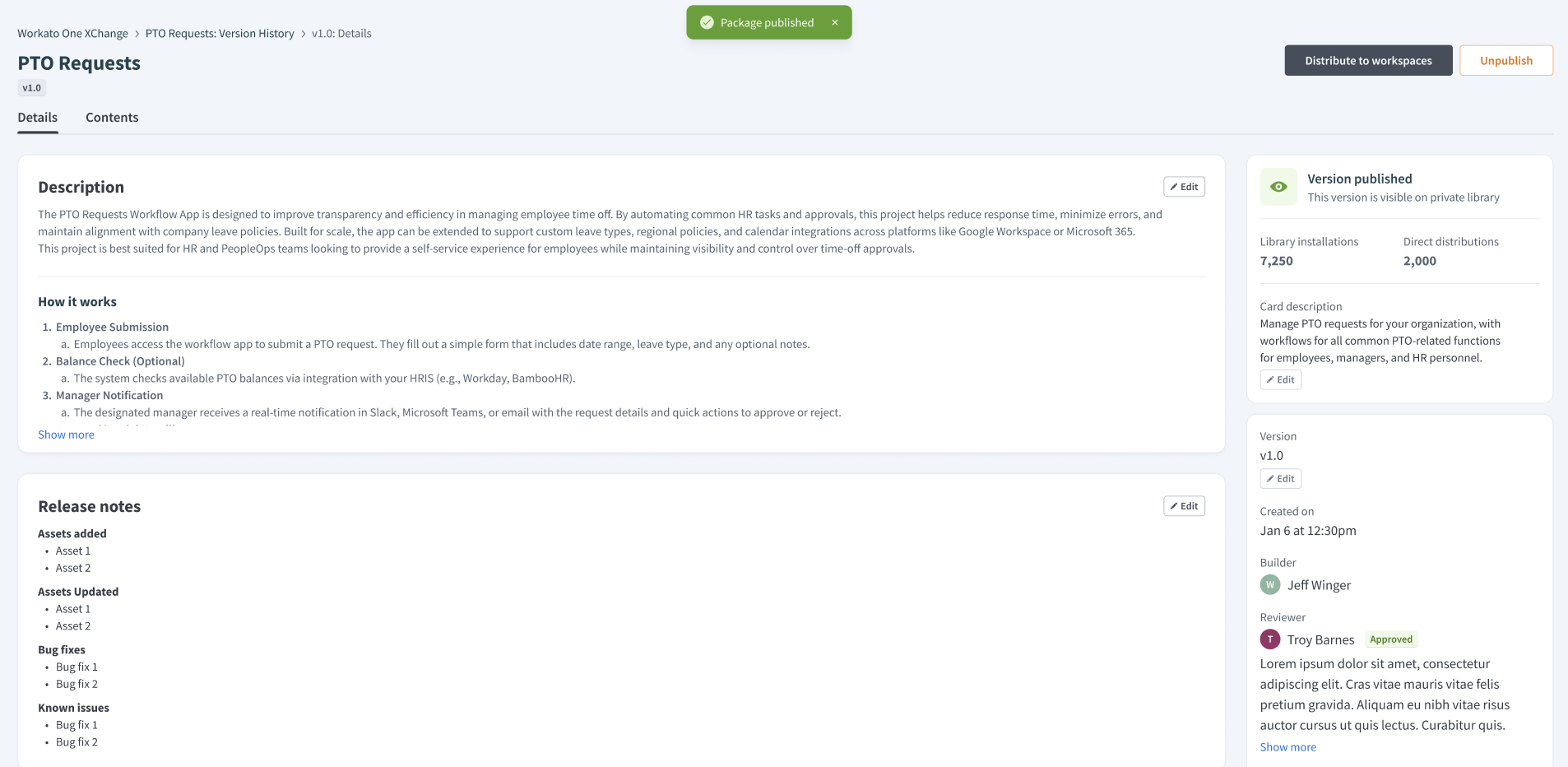 Package published to library