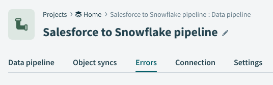 Errors tab