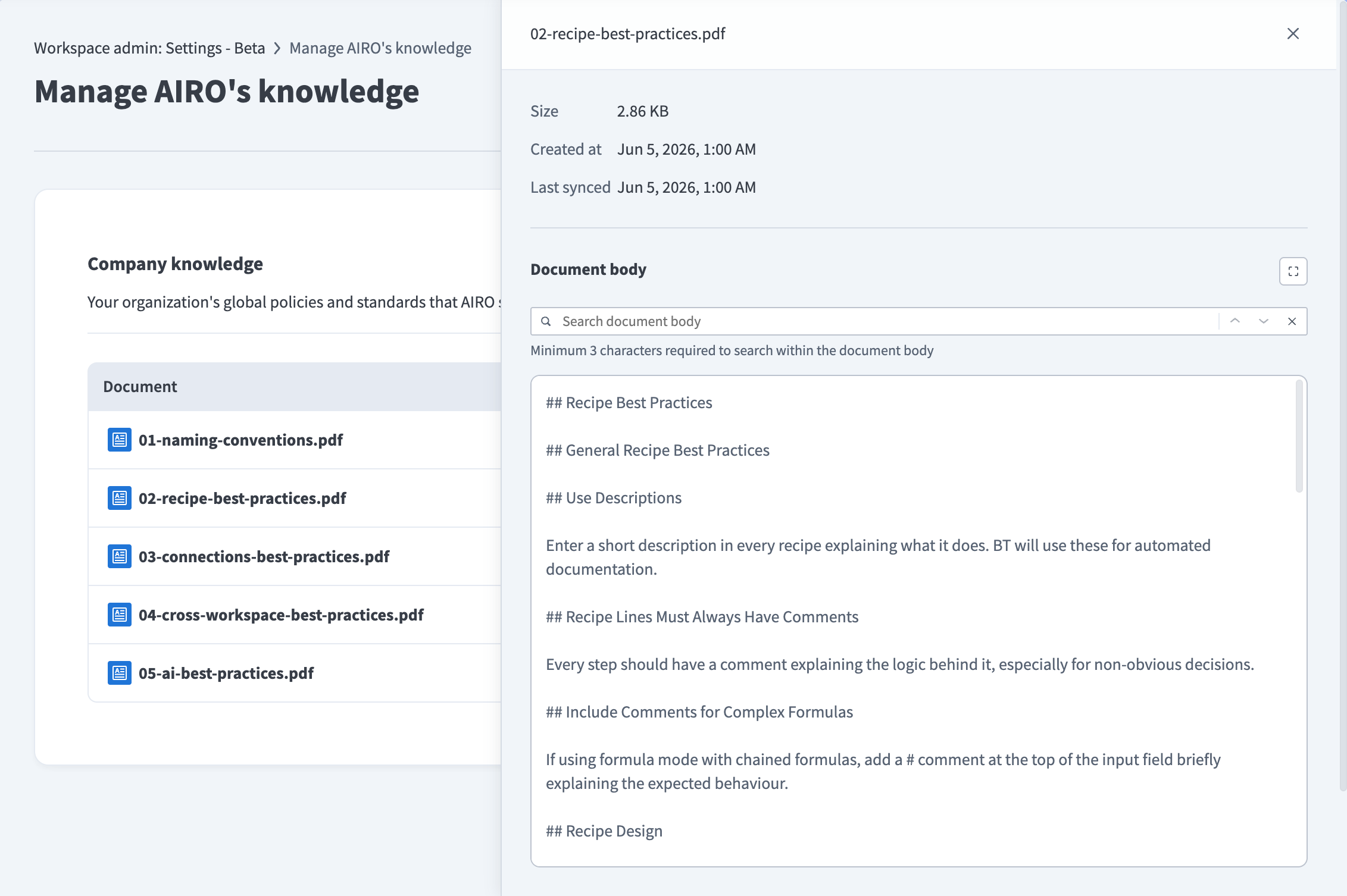 Preview a document in the side panel