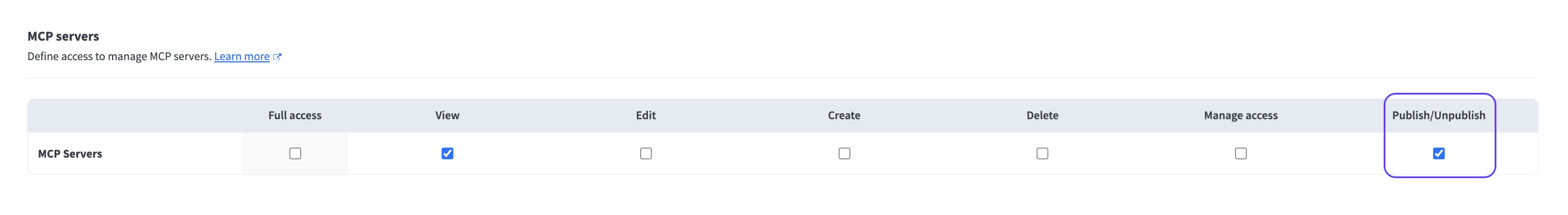 Select the Publish / Unpublish checkbox