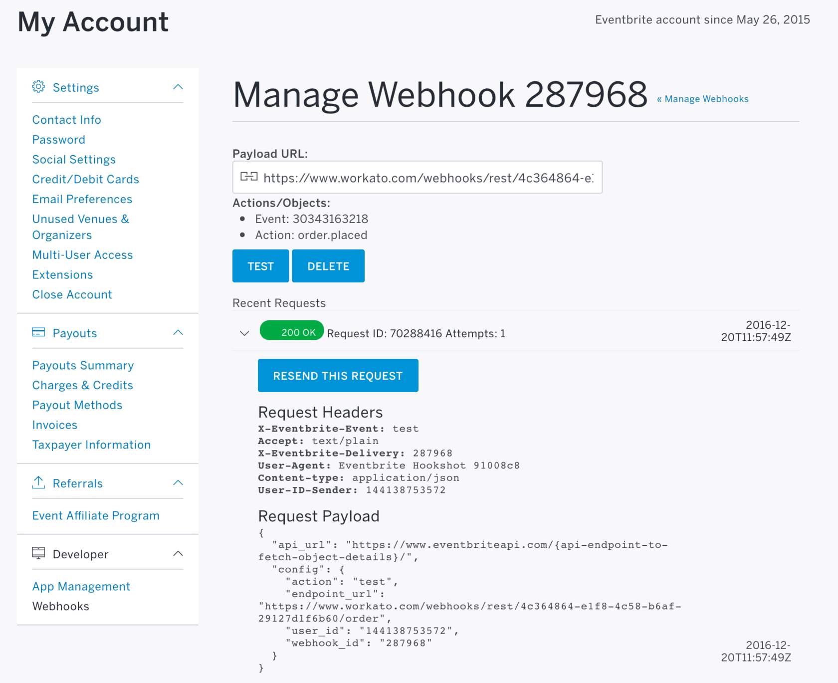 Webhook の管理