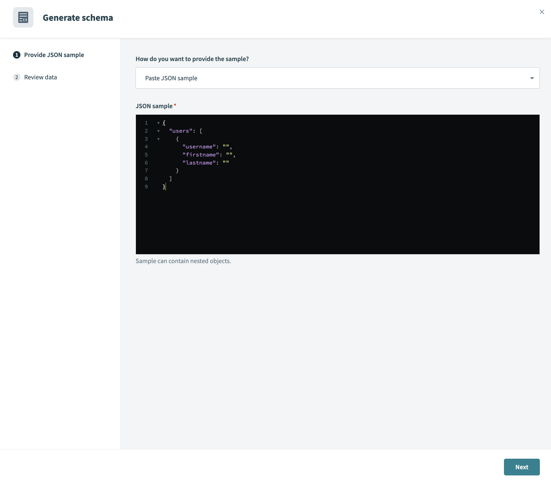Request schema