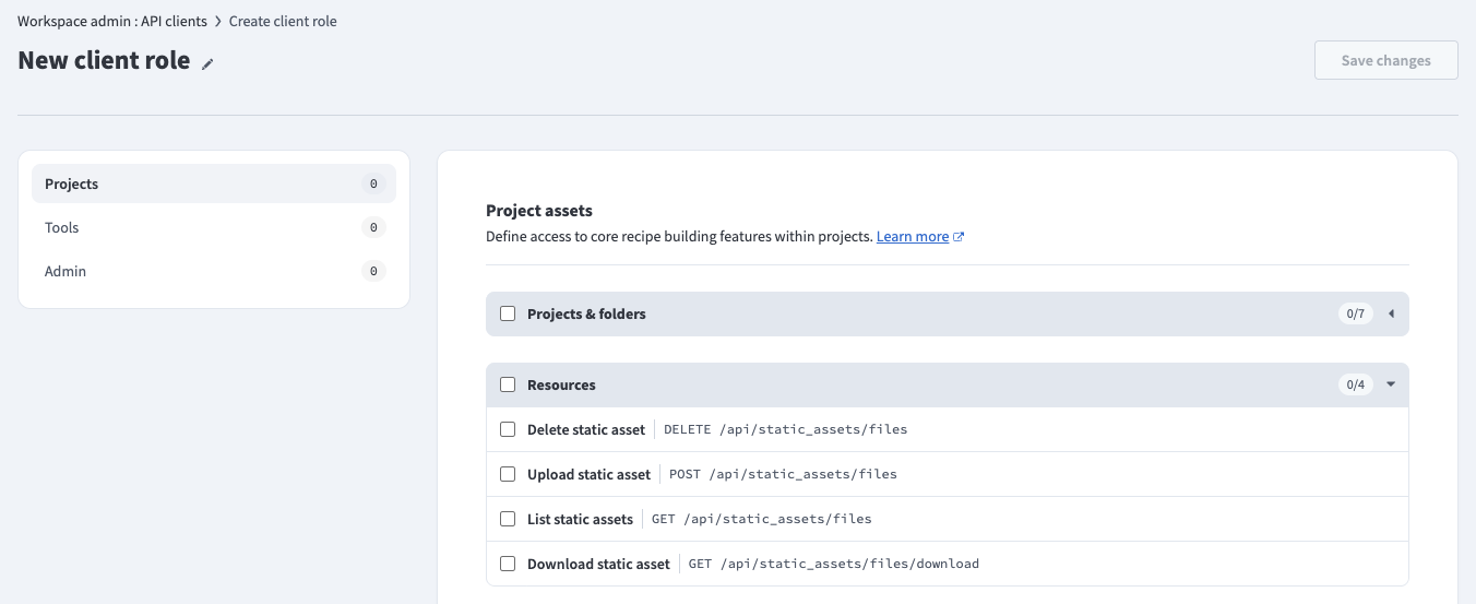 API client permissions