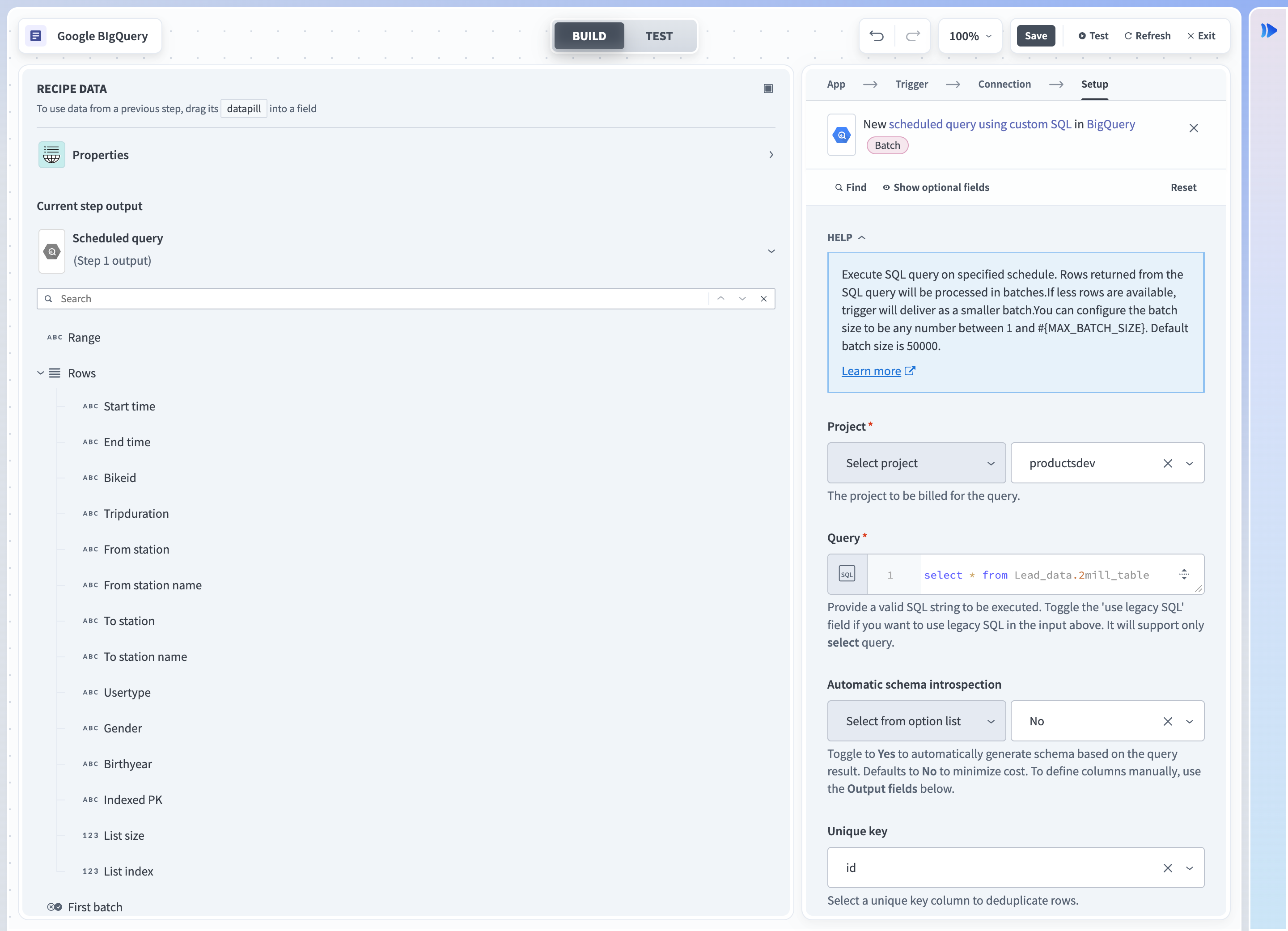 Scheduled query trigger