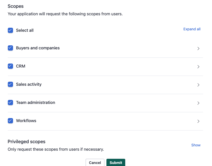Salesloft scopes