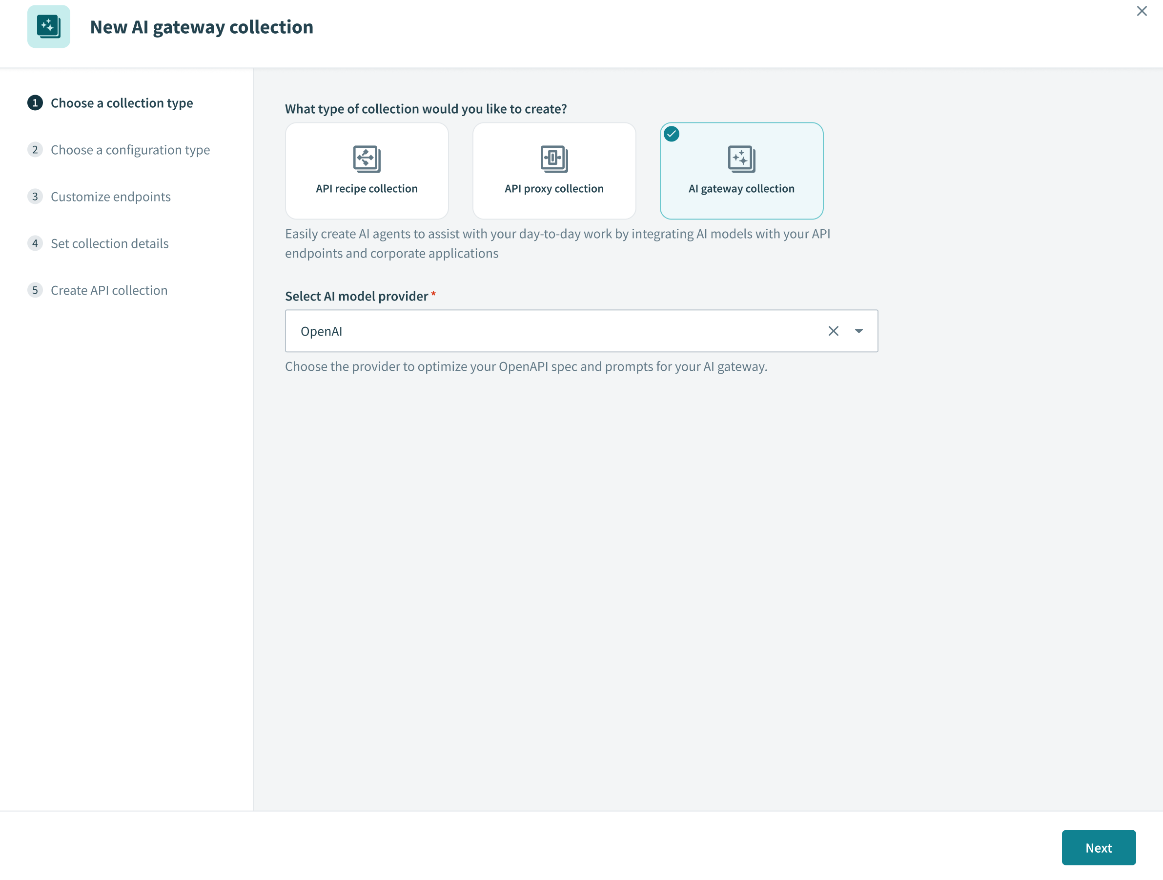 Select AI gateway collection