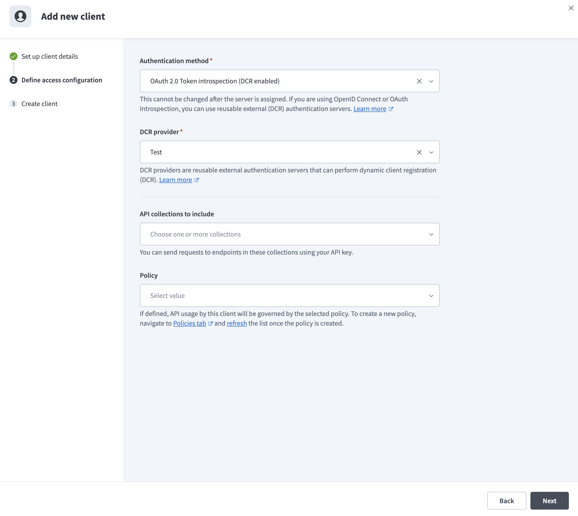 Select authentication method