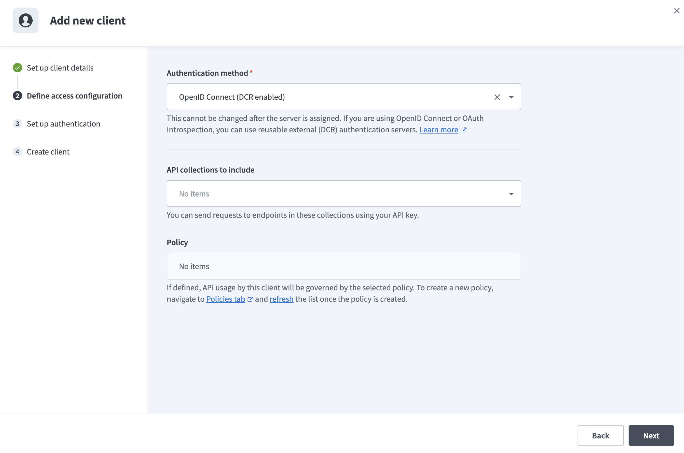 Select authentication method