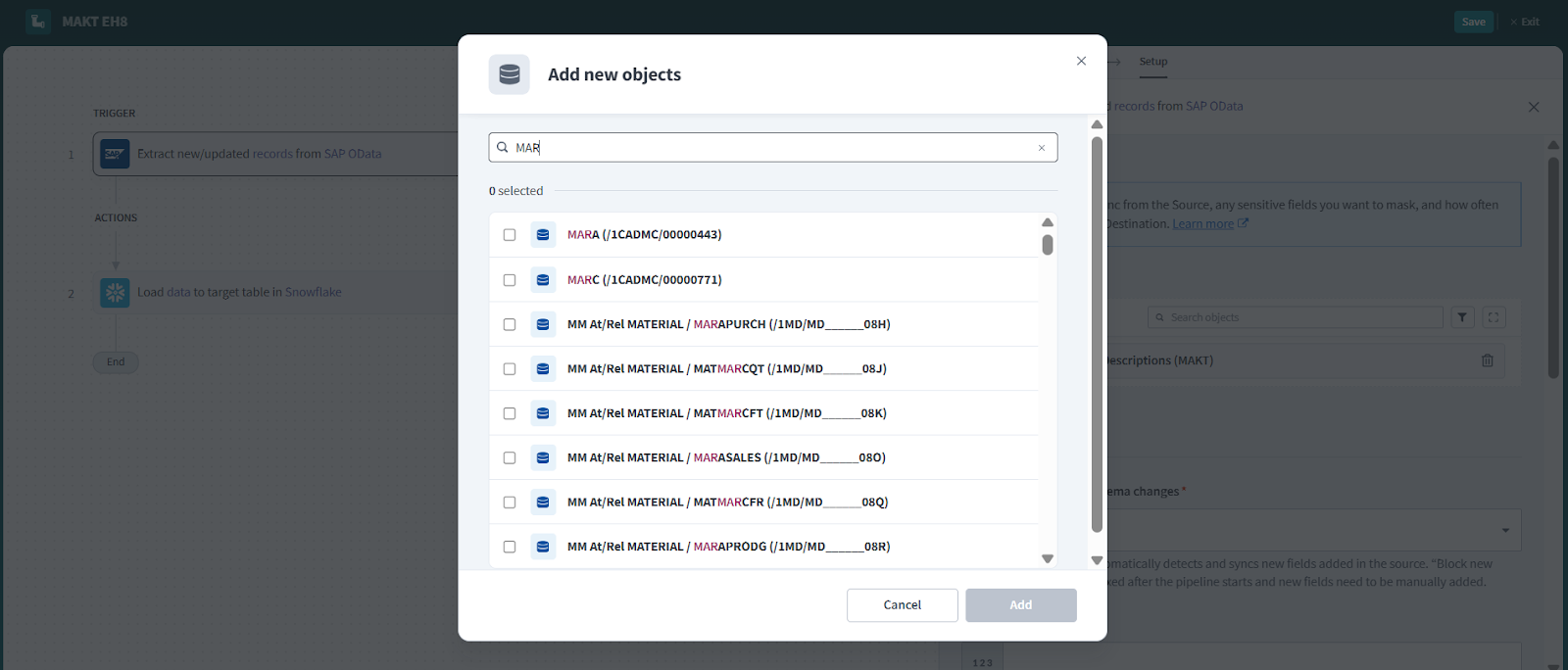 Select SAP tables