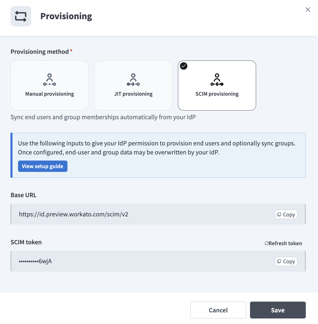 Select SCIM provisioning