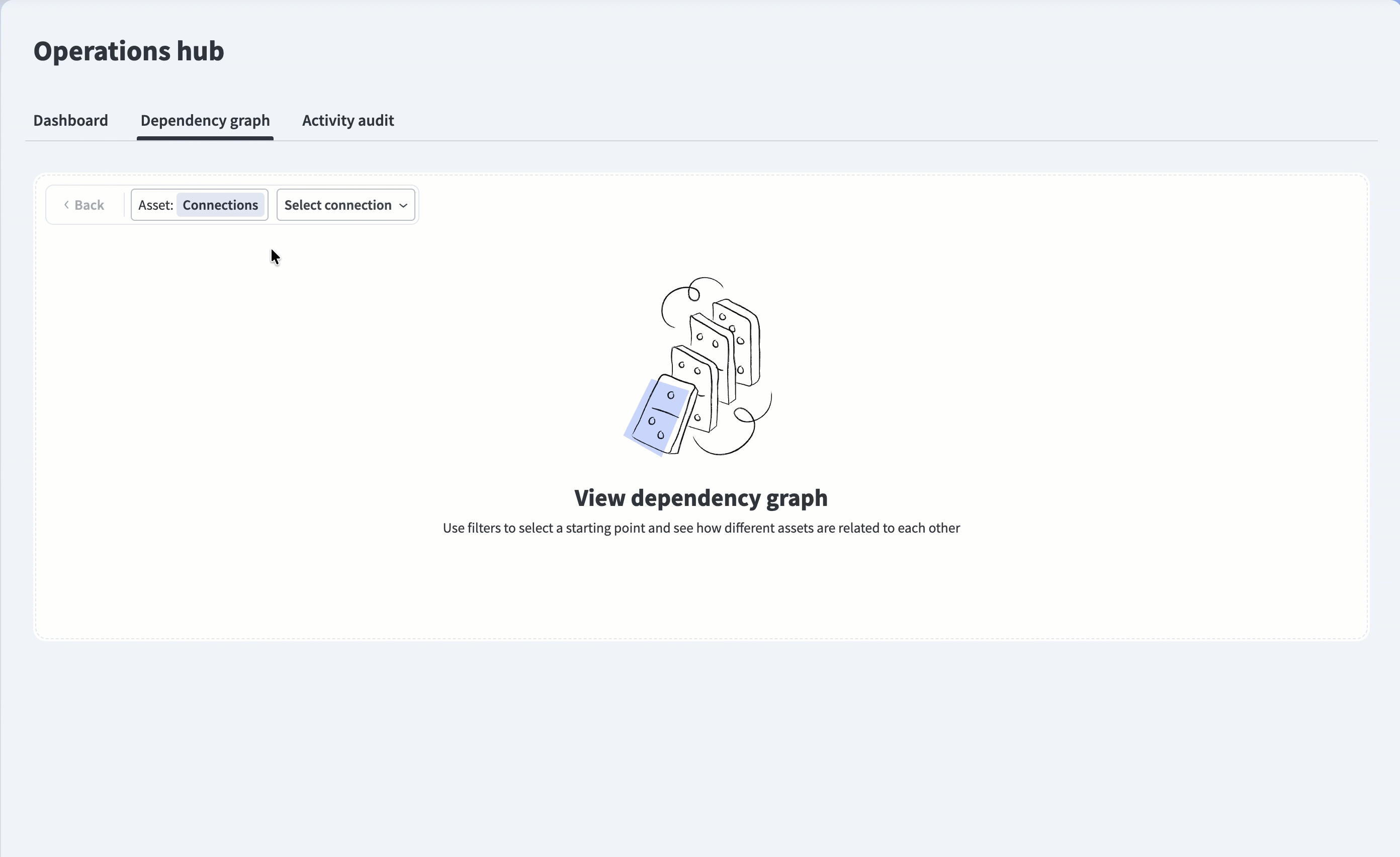 Selecting a connection in the Connections Dependency graph