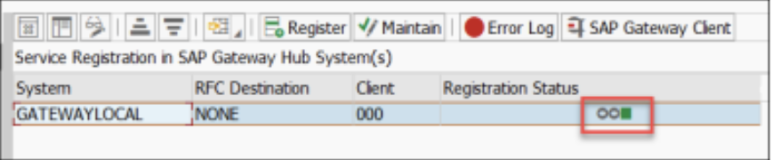 Service registration with green registration status