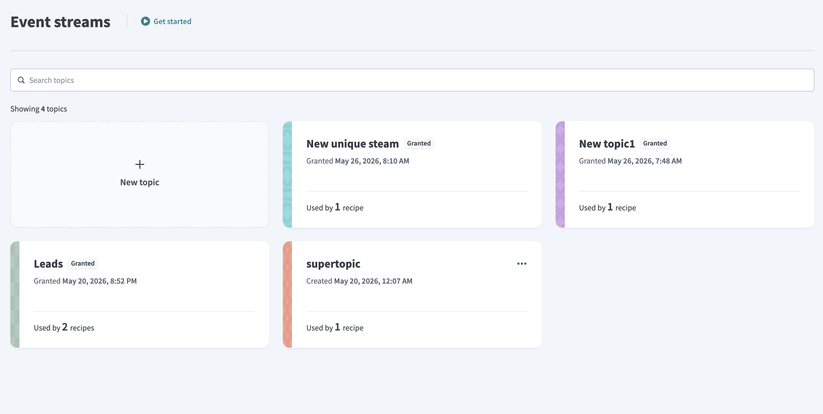 Manage topics in Event streams