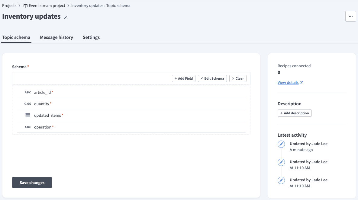 Topic control UI