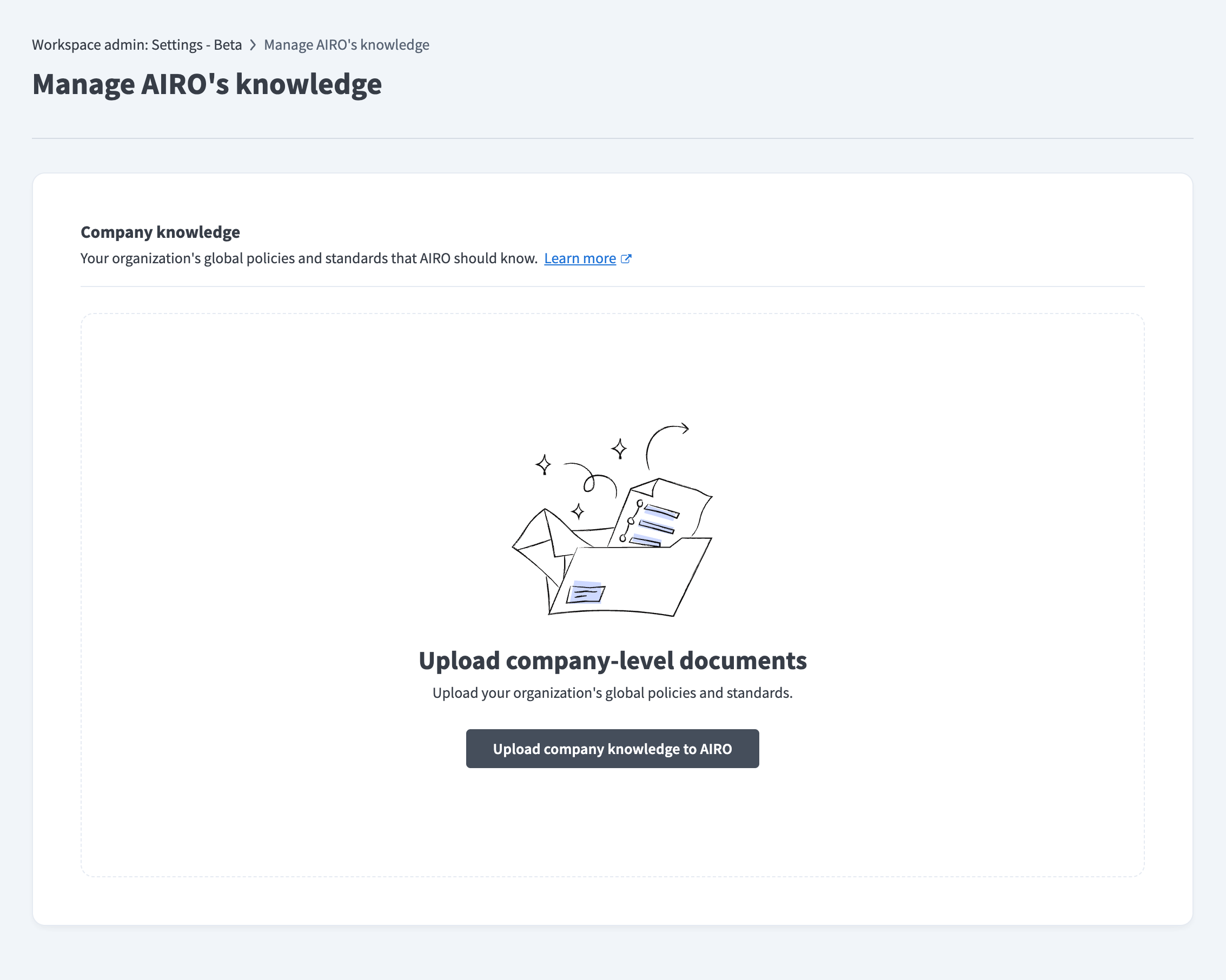 Upload company knowledge