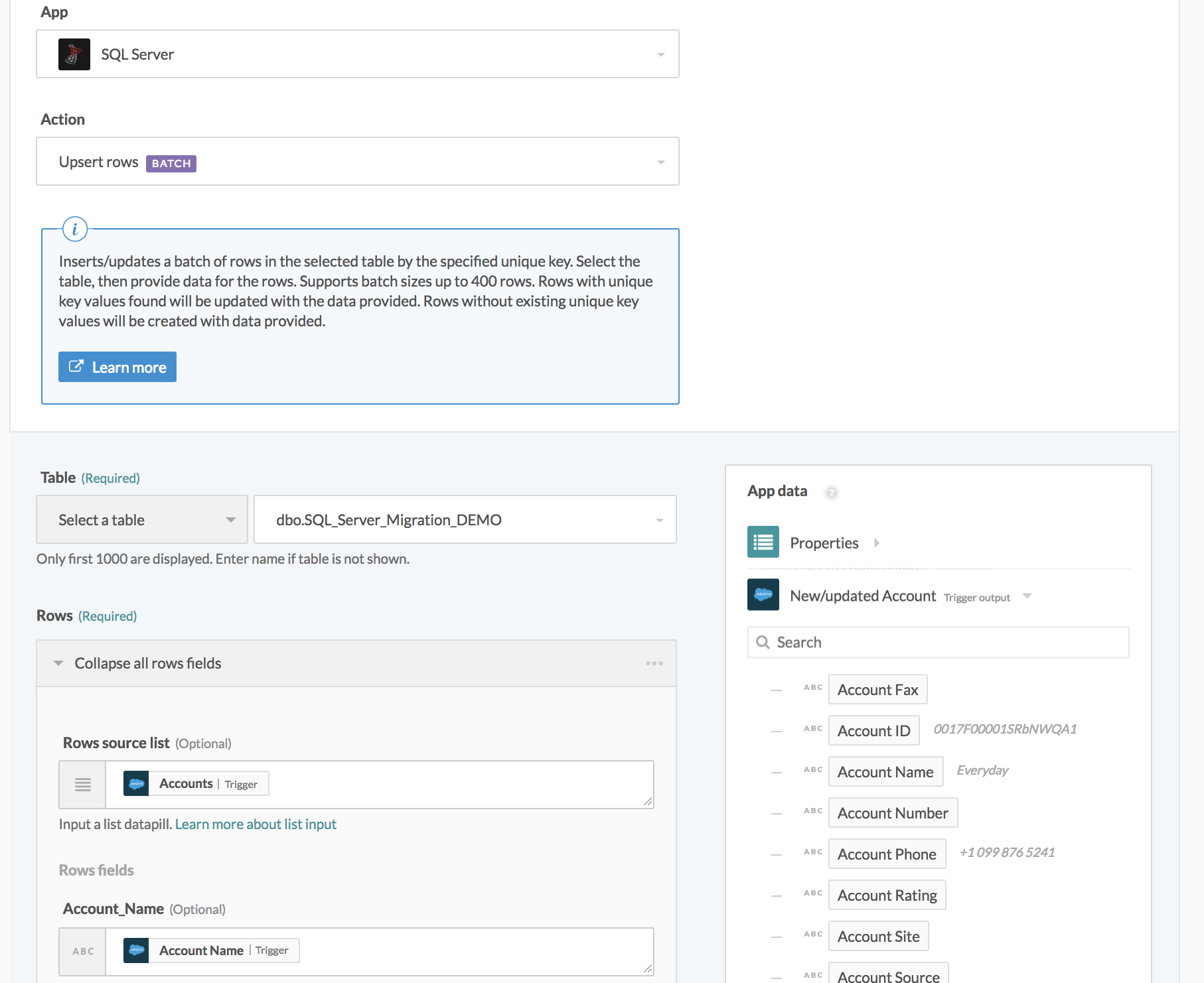 Salesforce から SQL Server へのデータの移行