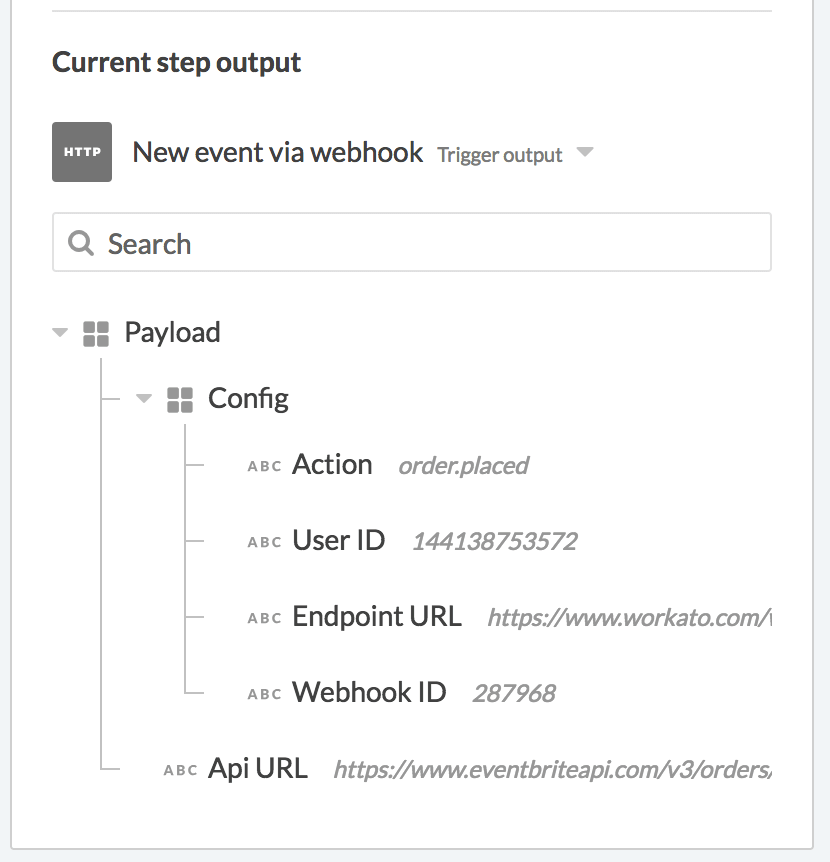 Webhook データツリー